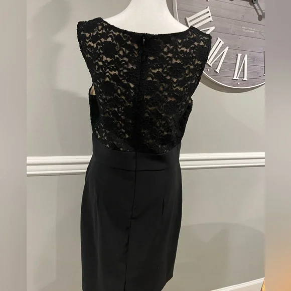 Women's Black Lace over nude color dress Macy's Brand Connected…NWOT - Picture 8 of 12